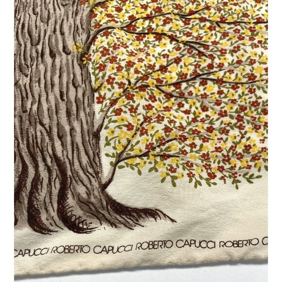 ROBERTO CAPUCCI 32" Square SILK Hand-Rolled Fall Leaves Tree SCARF Italy Signed - Picture 2 of 4